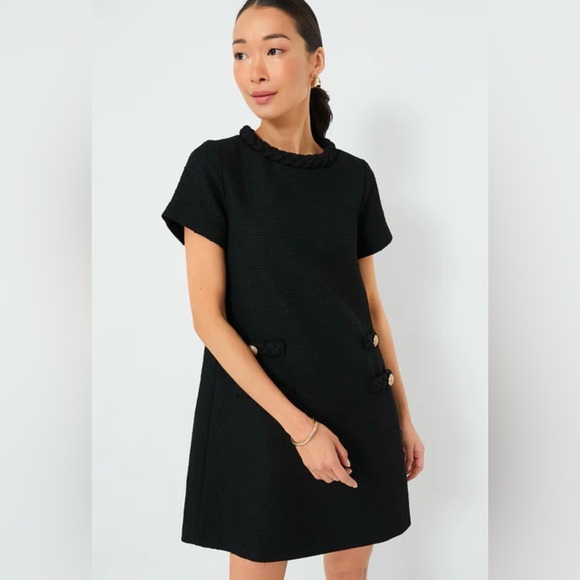 Tuckernuck Jackie Black Tweed Gold Button Dress Size Xs - Picture 3 of 15